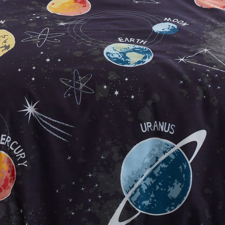 Outer Space Kids Reversible Duvet Cover Set - Outer Space Duvet Cover Set In Black 3