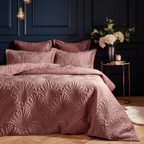 Palmeria Quilted Duvet Cover Set - Blush