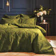 Palmeria Quilted Duvet Cover Set - Moss