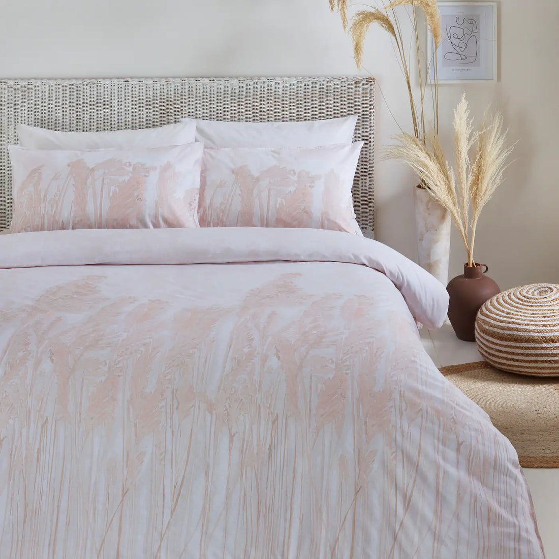 Pampas 100% Cotton Duvet Cover Set - Blush
