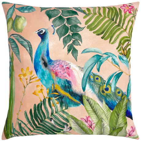 Peacock Outdoor Cushion Cover 17" x 17" by Evans Lichfield
