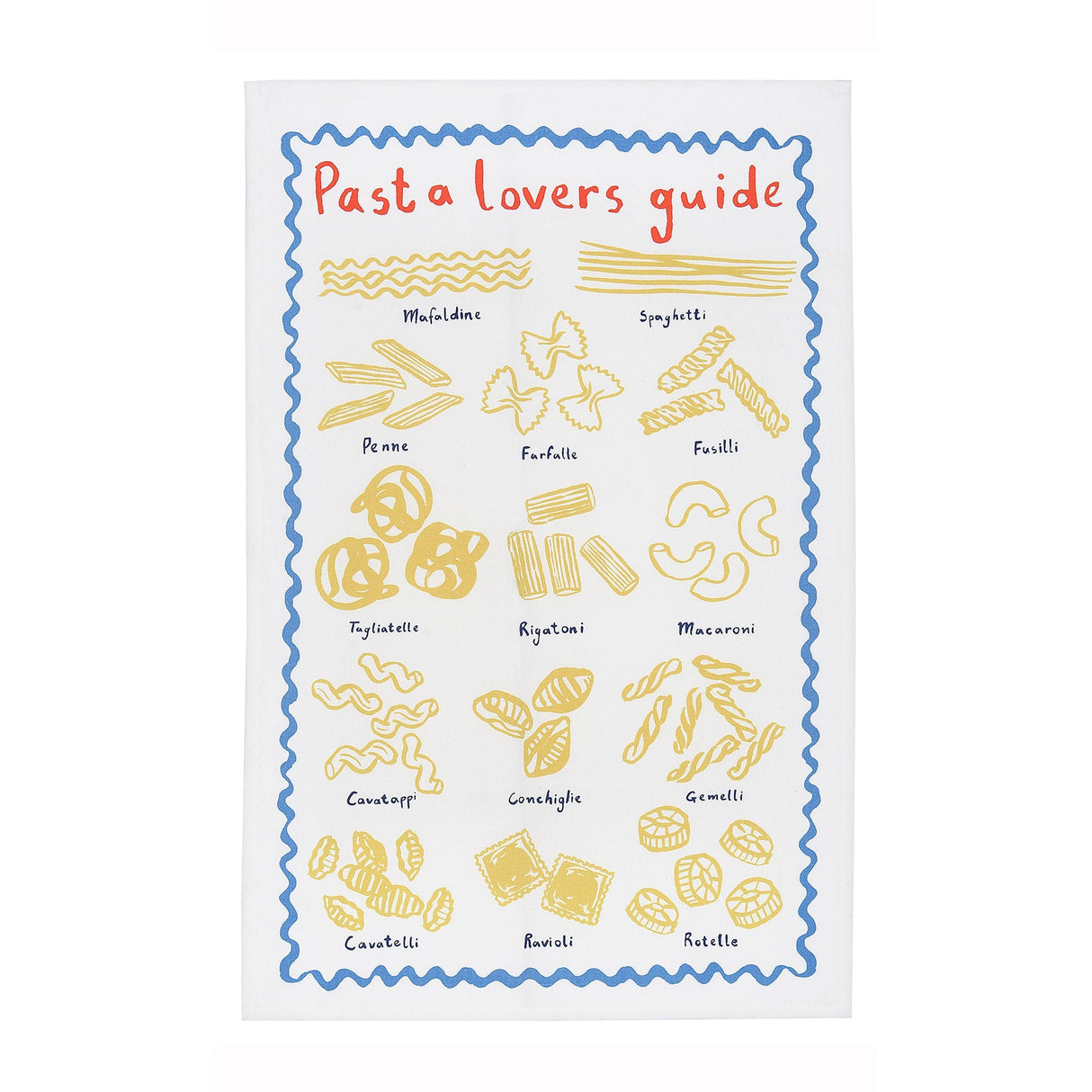 Pasta Lovers Club Guide 100% Cotton Tea Towel Yellow lifestyle image