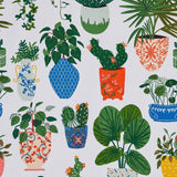 Pot Plants Cotton Tea Towel in Green