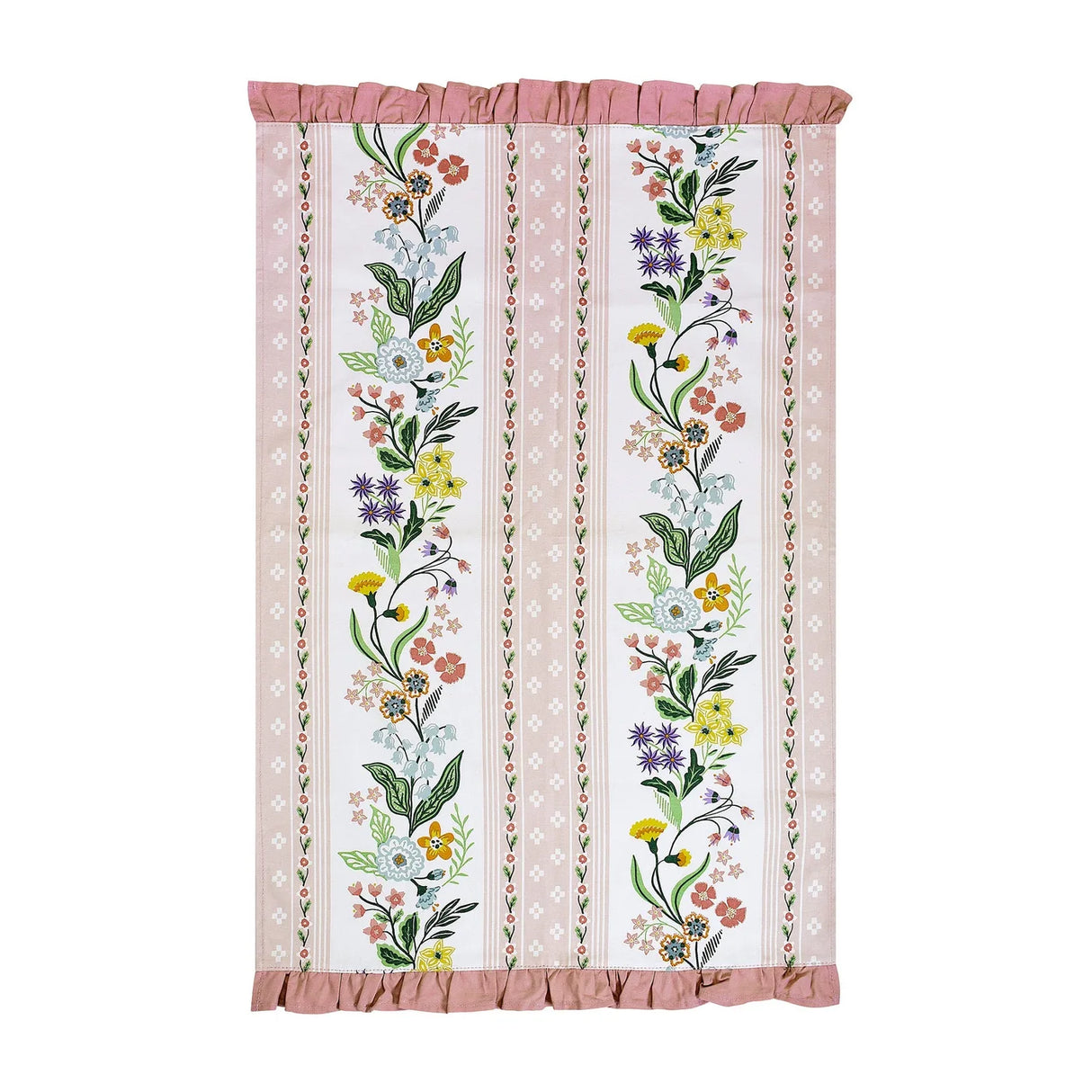 Petals & Prose Cotton Tea Towel in Pink
