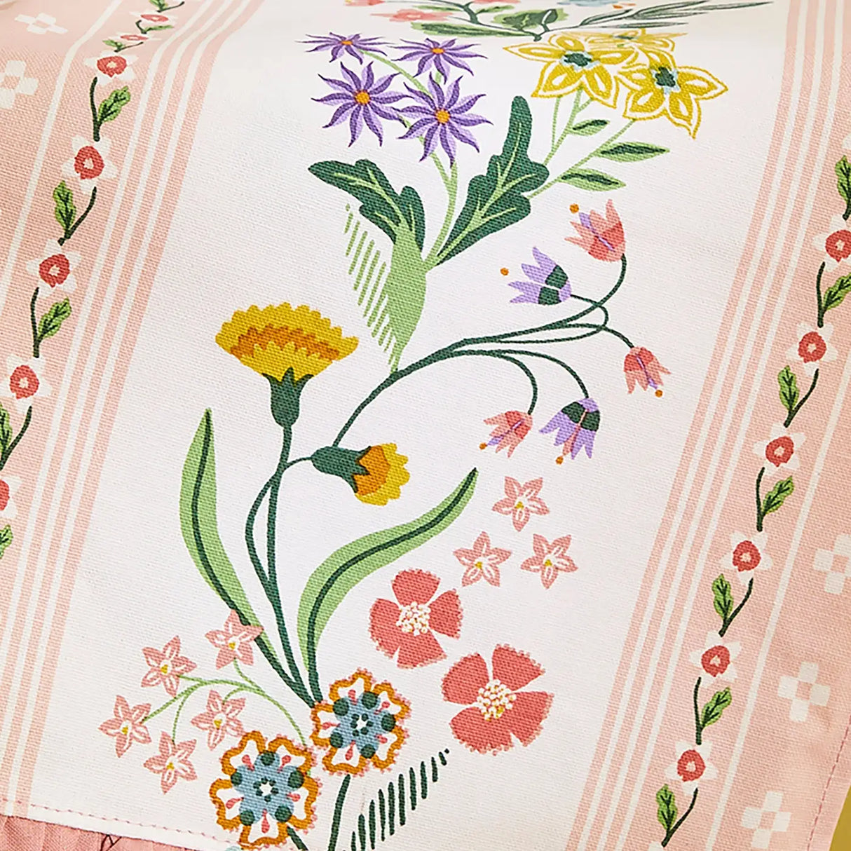 Petals & Prose Cotton Tea Towel in Pink