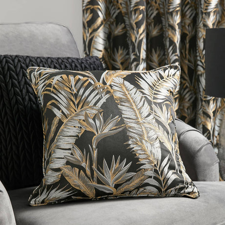Laurence Llewelyn-Bowen Paradise Palm Tropical Cushion Cover 43cm x 43cm - Black