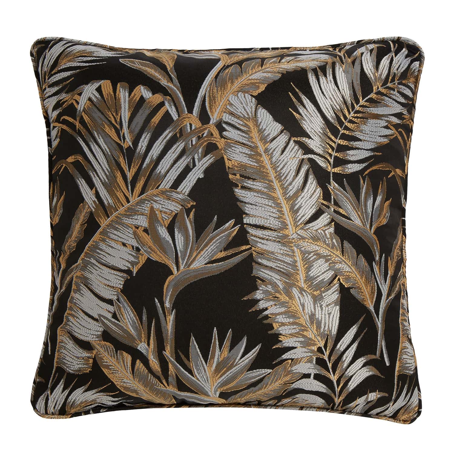 Laurence Llewelyn-Bowen Paradise Palm Tropical Cushion Cover 43cm x 43cm - Black - Paradise Palm Cushion In Black 43 X 43Cm 3
