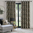 Laurence Llewelyn-Bowen Paradise Palm Eyelet Curtains - Black Thermal Light Filtering