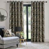 Laurence Llewelyn-Bowen Paradise Palm Eyelet Curtains - Black Thermal Light Filtering