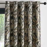 Laurence Llewelyn-Bowen Paradise Palm Eyelet Curtains - Black Thermal Light Filtering - Paradise Palm Eyelet Curtains In Black 2