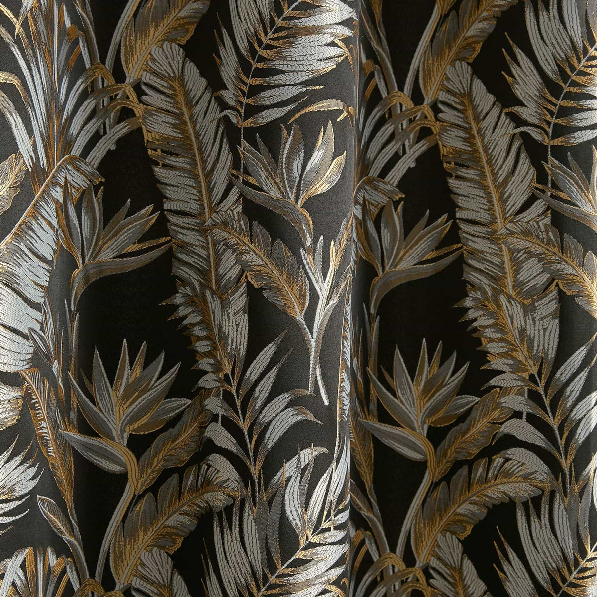 Laurence Llewelyn-Bowen Paradise Palm Eyelet Curtains - Black Thermal Light Filtering - Paradise Palm Eyelet Curtains In Black 3