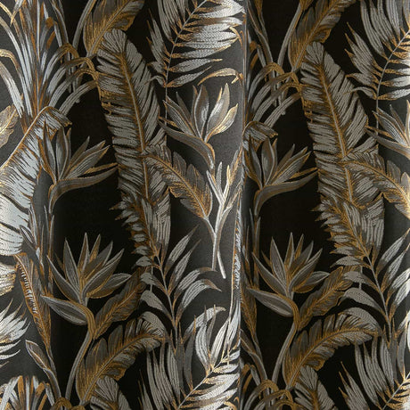 Laurence Llewelyn-Bowen Paradise Palm Eyelet Curtains - Black Thermal Light Filtering - Paradise Palm Eyelet Curtains In Black 3