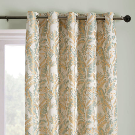 Laurence Llewelyn-Bowen Paradise Palm Eyelet Curtains - Duck Egg Thermal Light Filtering - Paradise Palm Eyelet Curtains In Duck Egg 2