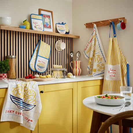 Pasta Lovers Club 100% Cotton Tea Towel Yellow - Pasta Lovers Club Cotton Tea Towel In Yellow 3