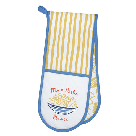 Ulster Weavers Pasta Lovers Club 100% Cotton Kitchen Accessories - Pasta Lovers Club Double Oven Glove In Yellow 1
