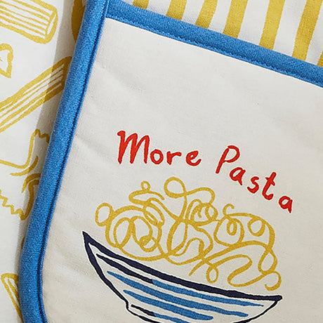 Ulster Weavers Pasta Lovers Club 100% Cotton Kitchen Accessories - Pasta Lovers Club Double Oven Glove In Yellow 4