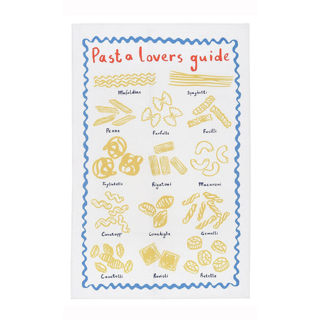 Pasta Lovers Club Guide 100% Cotton Tea Towel Yellow