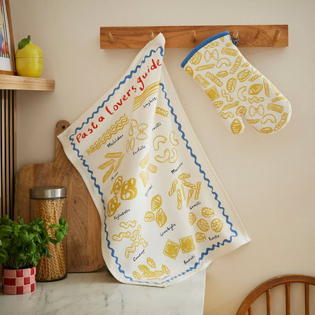 Pasta Lovers Club Guide 100% Cotton Tea Towel Yellow - Pasta Lovers Club Guide Cotton Tea Towel In Yellow 2