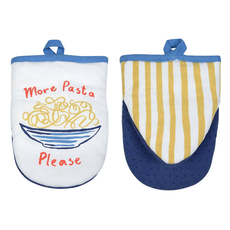 Ulster Weavers Pasta Lovers Club 100% Cotton Kitchen Accessories - Pasta Lovers Club Microwave Mitts Pair In Yellow 1
