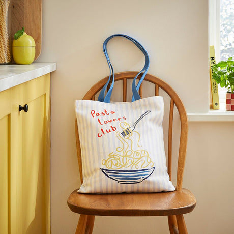 Ulster Weavers Pasta Lovers Club 100% Cotton Kitchen Accessories - Pasta Lovers Club Tote Shopping Bag In Yellow 2