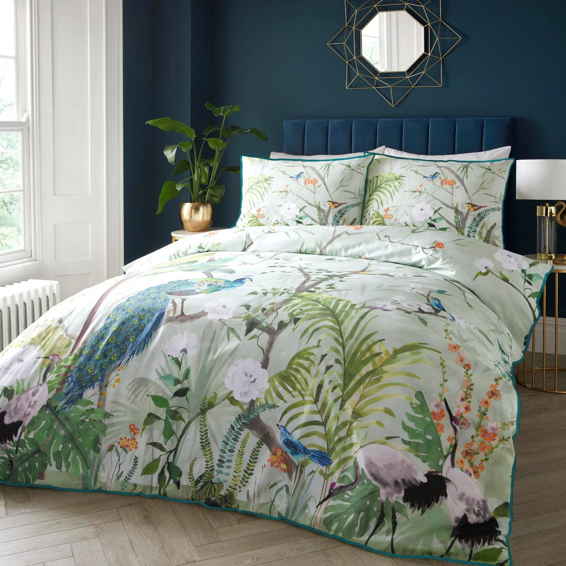 Peacock Jungle Green Duvet Cover Bedding Set