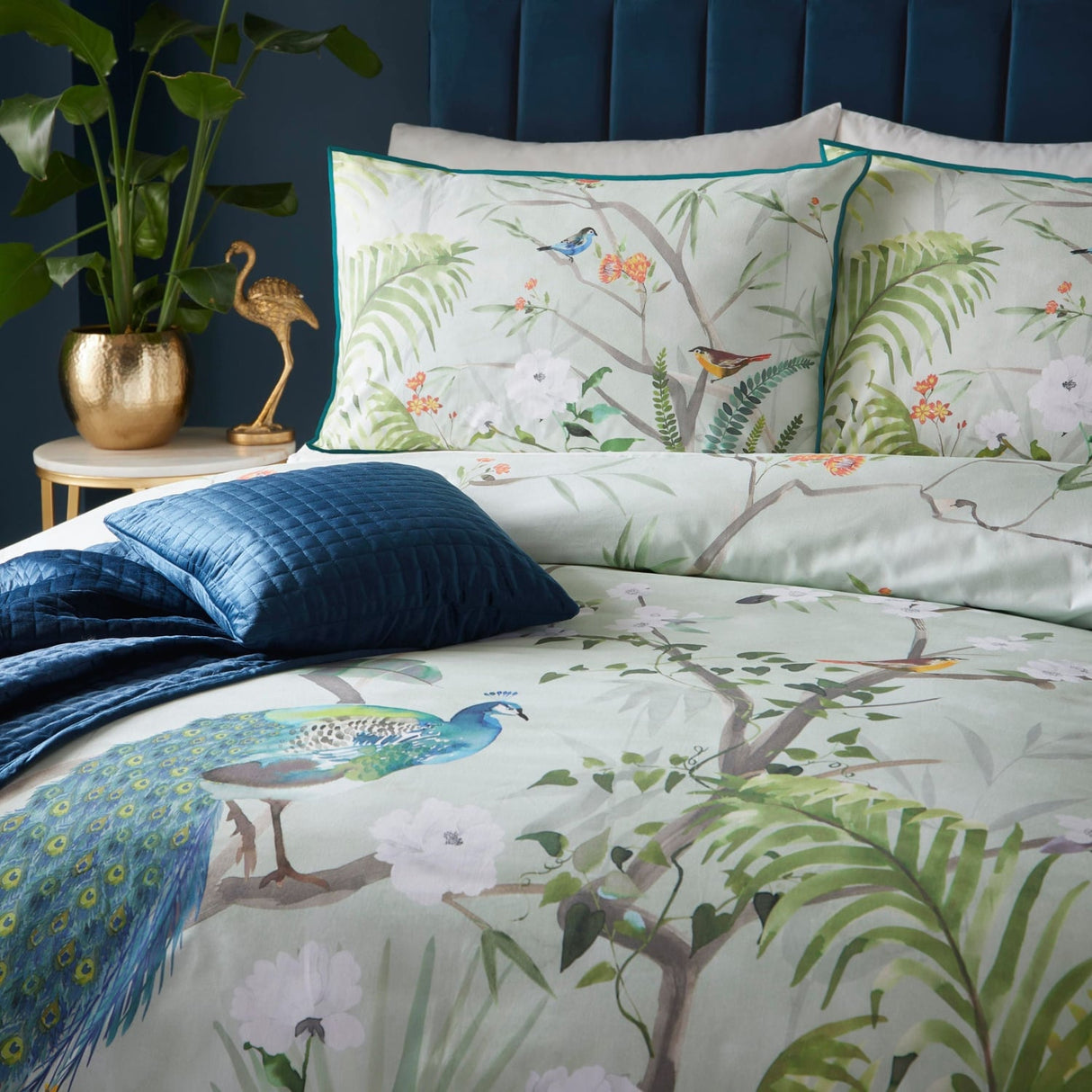 Peacock Jungle Polycotton Duvet Cover Set - Green - Peacock Jungle Duvet Cover Set In Green 3
