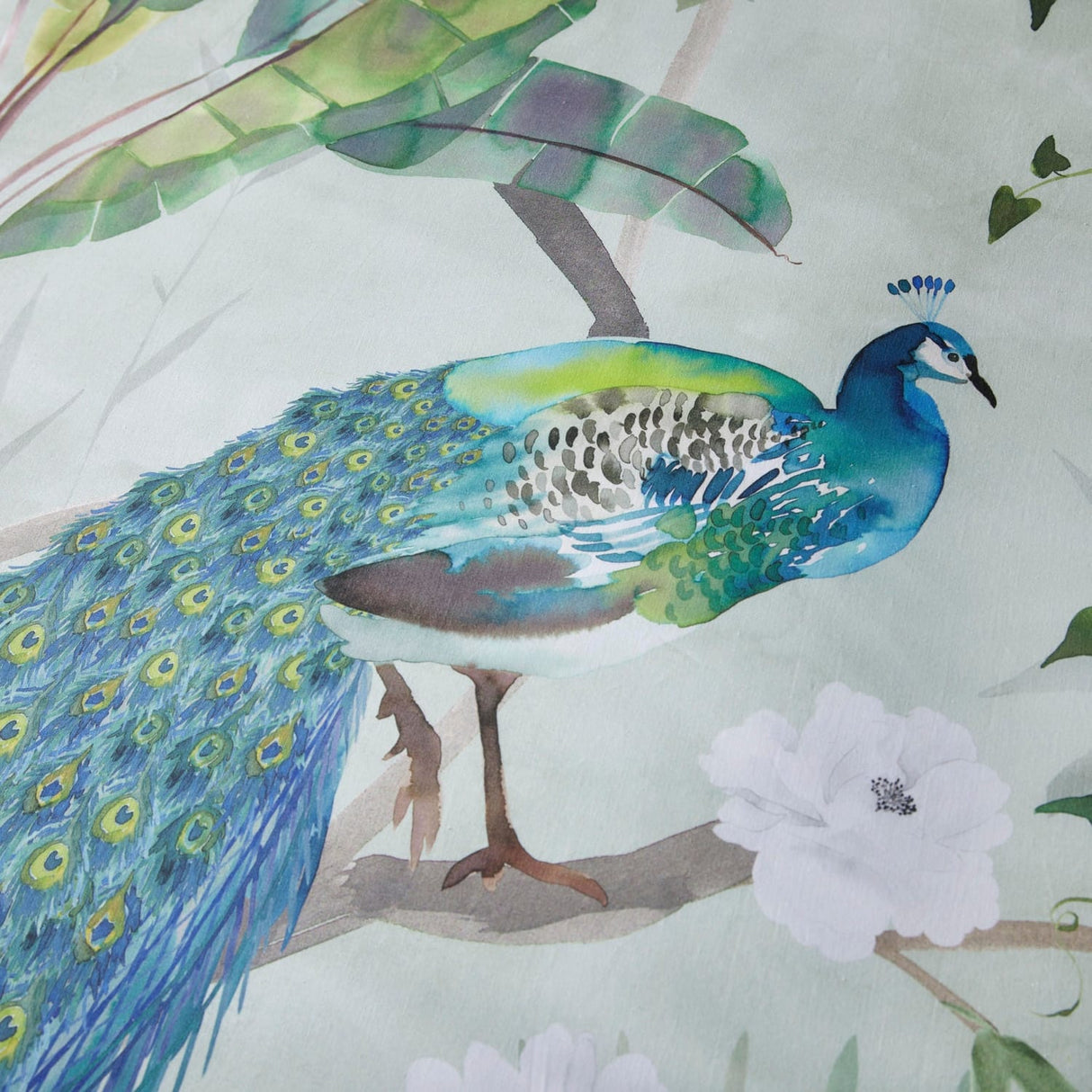 Peacock Jungle Polycotton Duvet Cover Set - Green - Peacock Jungle Duvet Cover Set In Green 4