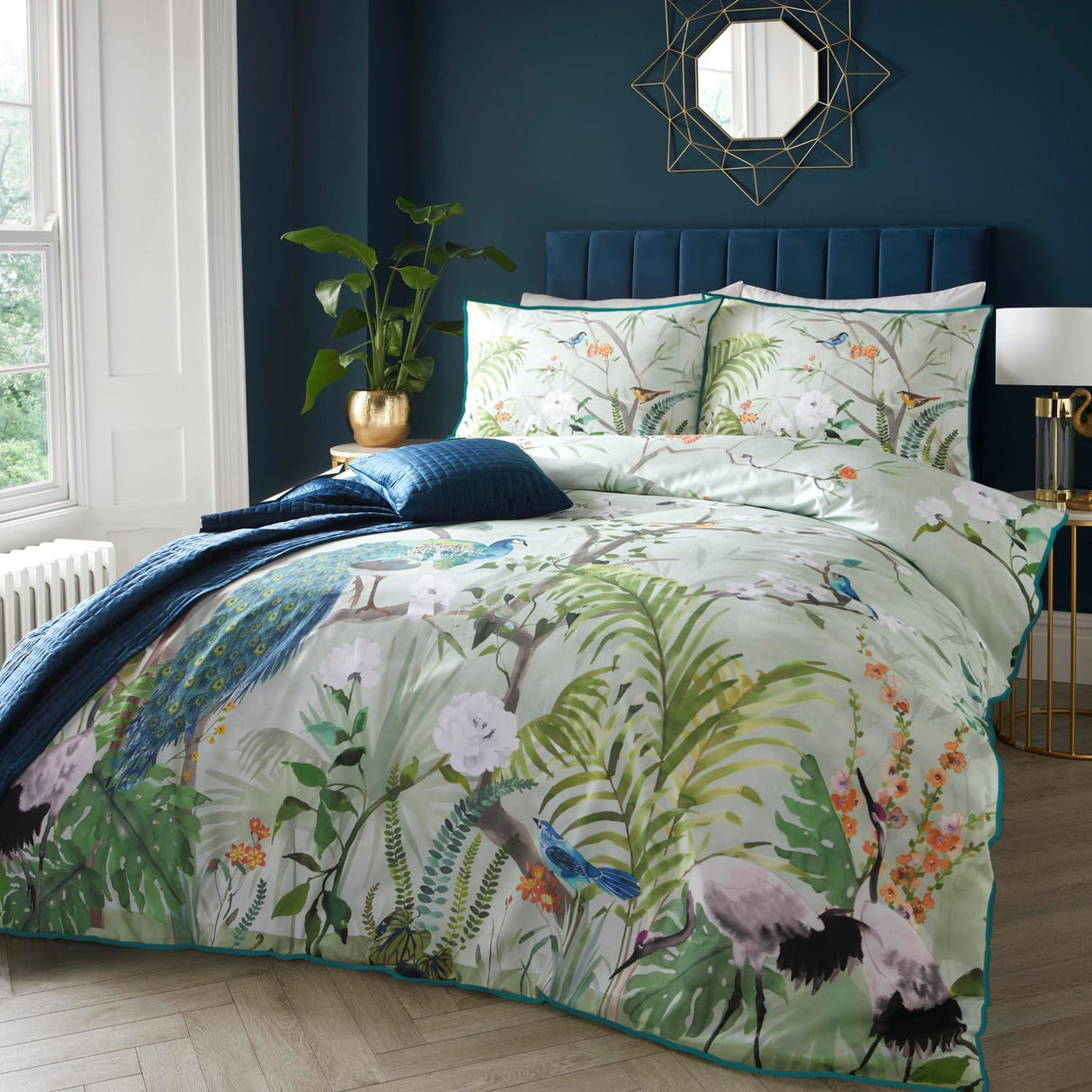 Peacock Jungle Polycotton Duvet Cover Set - Green - Peacock Jungle Duvet Cover Set In Green 5