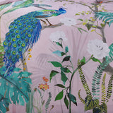 Peacock Jungle Polycotton Duvet Cover Set - Pink - Peacock Jungle Duvet Cover Set In Pink 3
