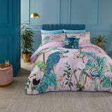 Peacock Jungle Polycotton Duvet Cover Set - Pink - Peacock Jungle Duvet Cover Set In Pink 5