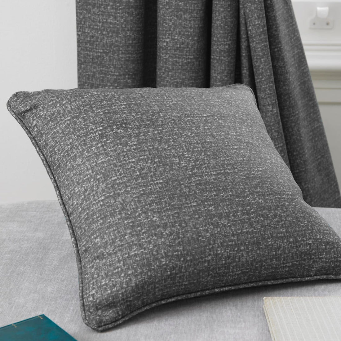 Pembrey Floral Brushed Cotton Charcoal Cushion Cover 43cm x 43cm