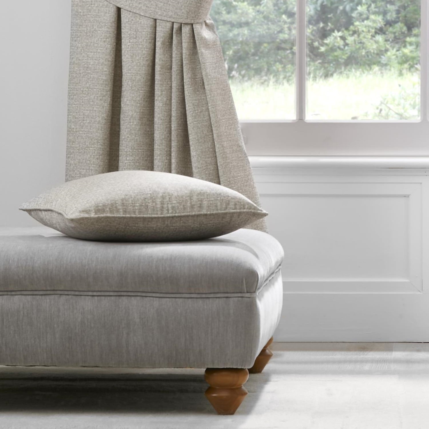 Pembrey Floral Brushed Cotton Cushion Cover 43cm x 43cm - Natural - Pembrey Cushion In Natural 43 X 43Cm 3
