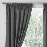 Pembrey Thermal Brushed Cotton Pencil Pleat Curtains - Charcoal Dimout Light Filtering - Pembrey Pencil Pleat Curtains In Charcoal 2