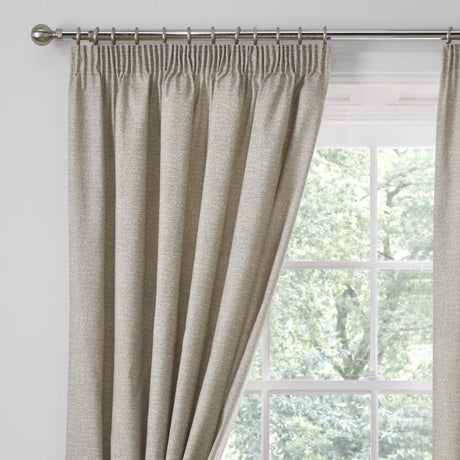 Pembrey Thermal Brushed Cotton Pencil Pleat Curtains - Natural Dimout Light Filtering - Pembrey Pencil Pleat Curtains In Natural 2
