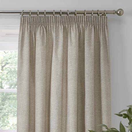 Pembrey Thermal Brushed Cotton Pencil Pleat Curtains - Natural Dimout Light Filtering - Pembrey Pencil Pleat Curtains In Natural 3
