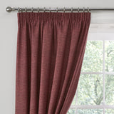 Pembrey Thermal Brushed Cotton Pencil Pleat Curtains - Red Dimout Light Filtering - Pembrey Pencil Pleat Curtains In Red 2