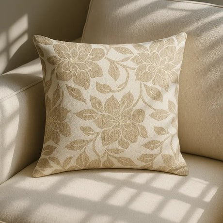Peony Chenille Cushion Cover - Cream