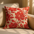 Peony Chenille Cushion Cover - Red