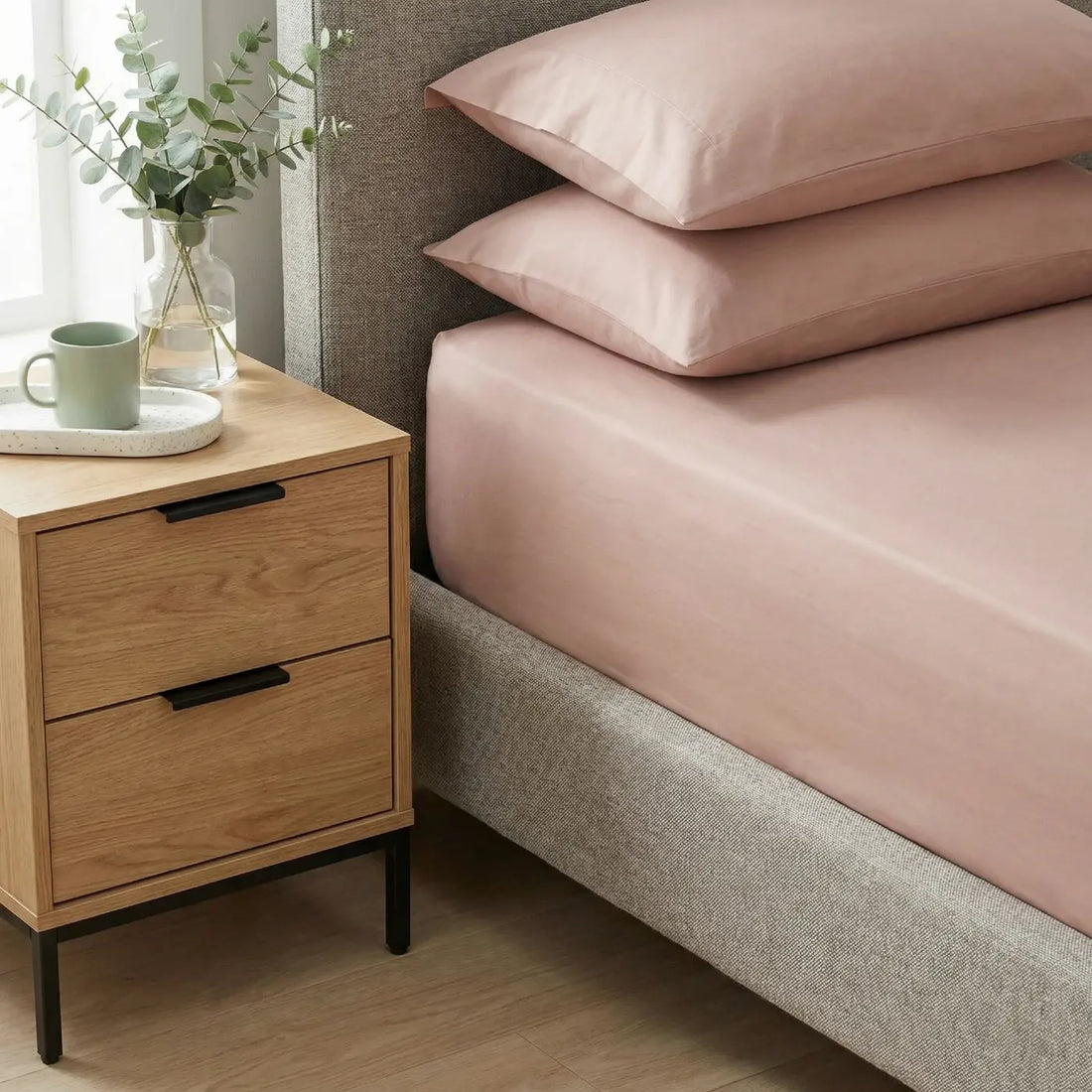Percale 180 Thread Count Blush Fitted Sheet 25cm Deep