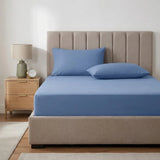 Percale 180 Thread Count Blue Fitted Sheet 25cm Deep-1