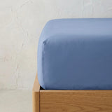 Percale 180 Thread Count Blue Fitted Sheet 25cm Deep-2