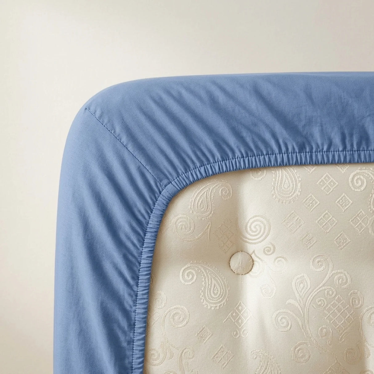 Percale 180 Thread Count Blue Fitted Sheet 25cm Deep-3