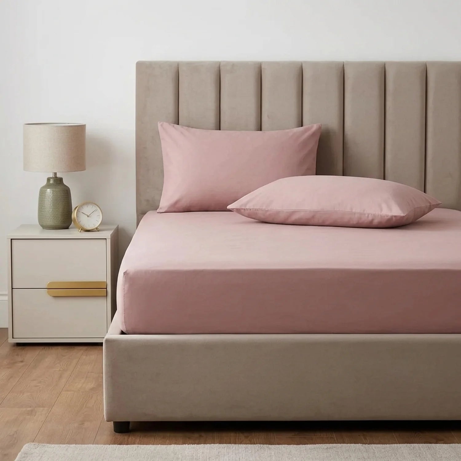Percale 180 Thread Count Blush Fitted Sheet 25cm Deep-1
