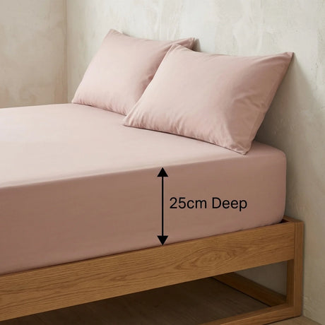 Percale 180 Thread Count Blush Fitted Sheet 25cm Deep-4
