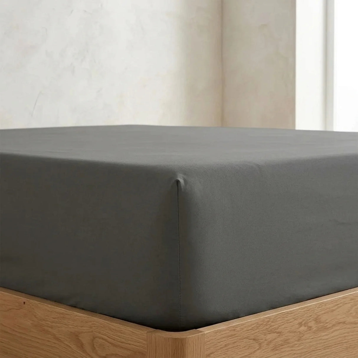 Percale 180 Thread Count Charcoal Fitted Sheet 25cm Deep-2
