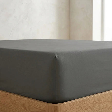 Percale 180 Thread Count Charcoal Fitted Sheet 25cm Deep-2