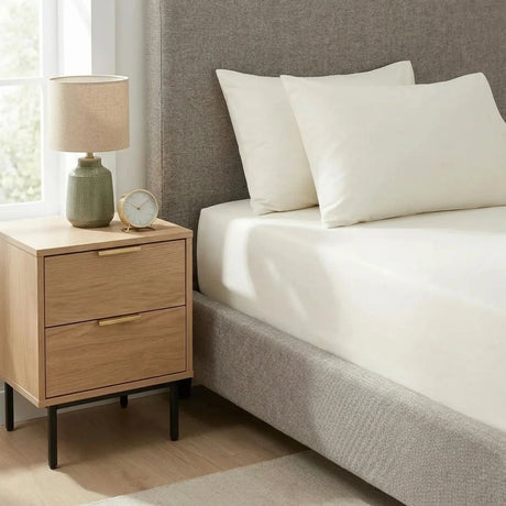 Percale 180 Thread Count Cream Fitted Sheet 25cm Deep-1