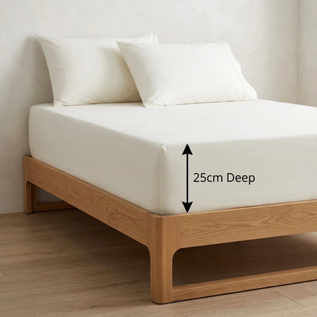 Percale 180 Thread Count Cream Fitted Sheet 25cm Deep-2