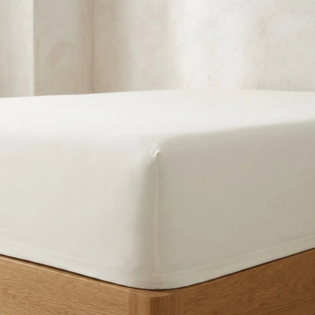 Percale 180 Thread Count Cream Fitted Sheet 25cm Deep-3