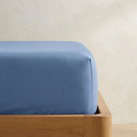 Percale 180 Thread Count Extra Deep Blue Fitted Sheet 40cm Deep-2